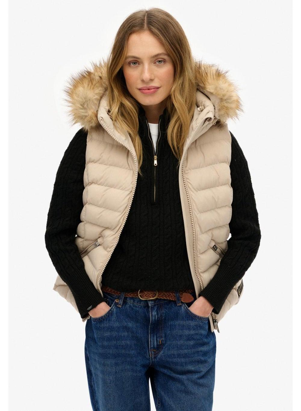 Fuji Faux Fur Hooded Gilet - Image 1