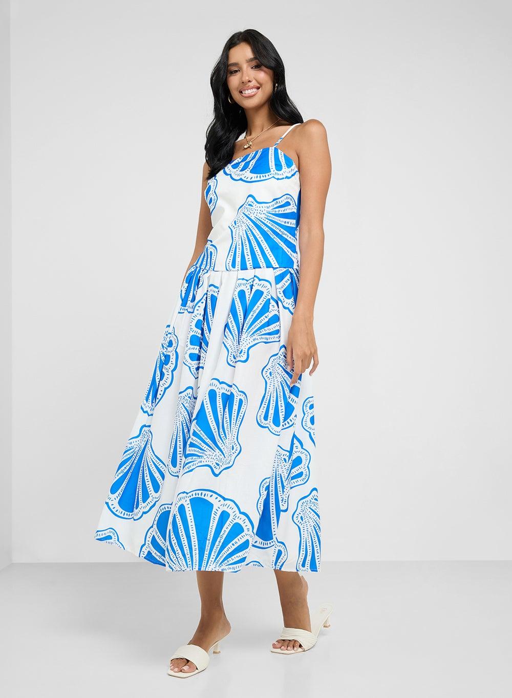 Seashell Print Midi Dress - Image 1