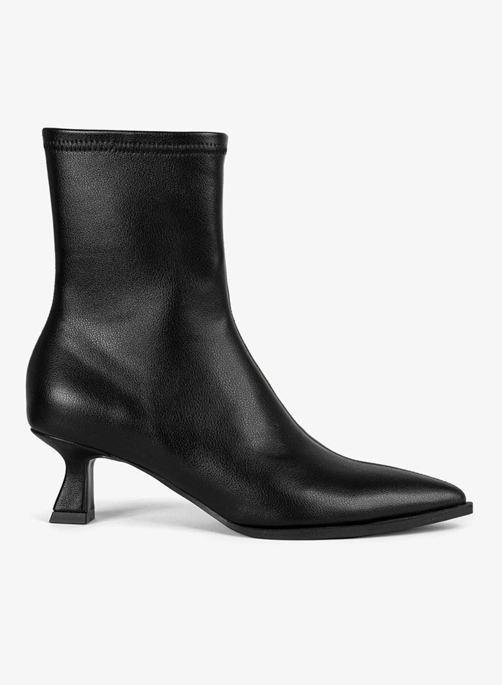 Leather Look Mini-Heel Ankle Boots - Image 1