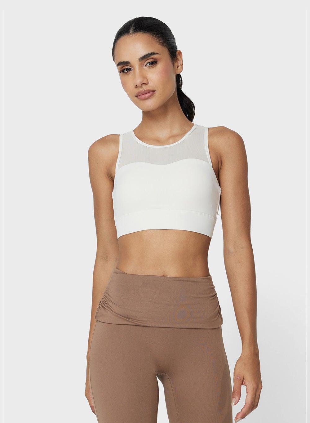 Mesh Panel Sports Bra with Back Clasp - Image 1