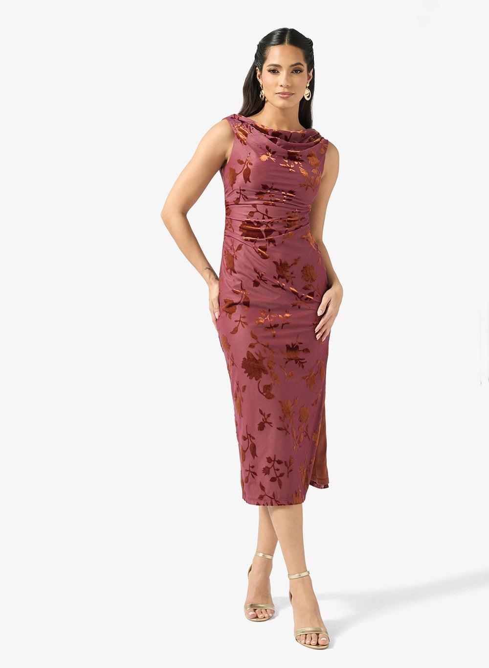 Cold Shoulder Sequin Midi Dress - Image 1