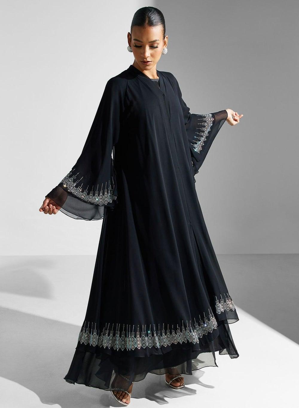 Embellished Detail Abaya with Matching Sheila - Image 1