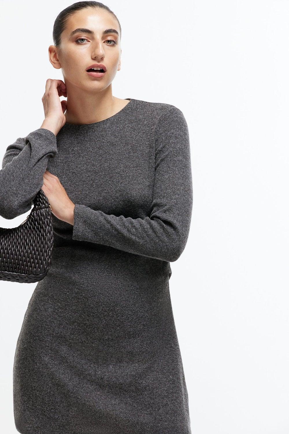Fitted Jersey Midi Dress with Long Sleeves - Image 1