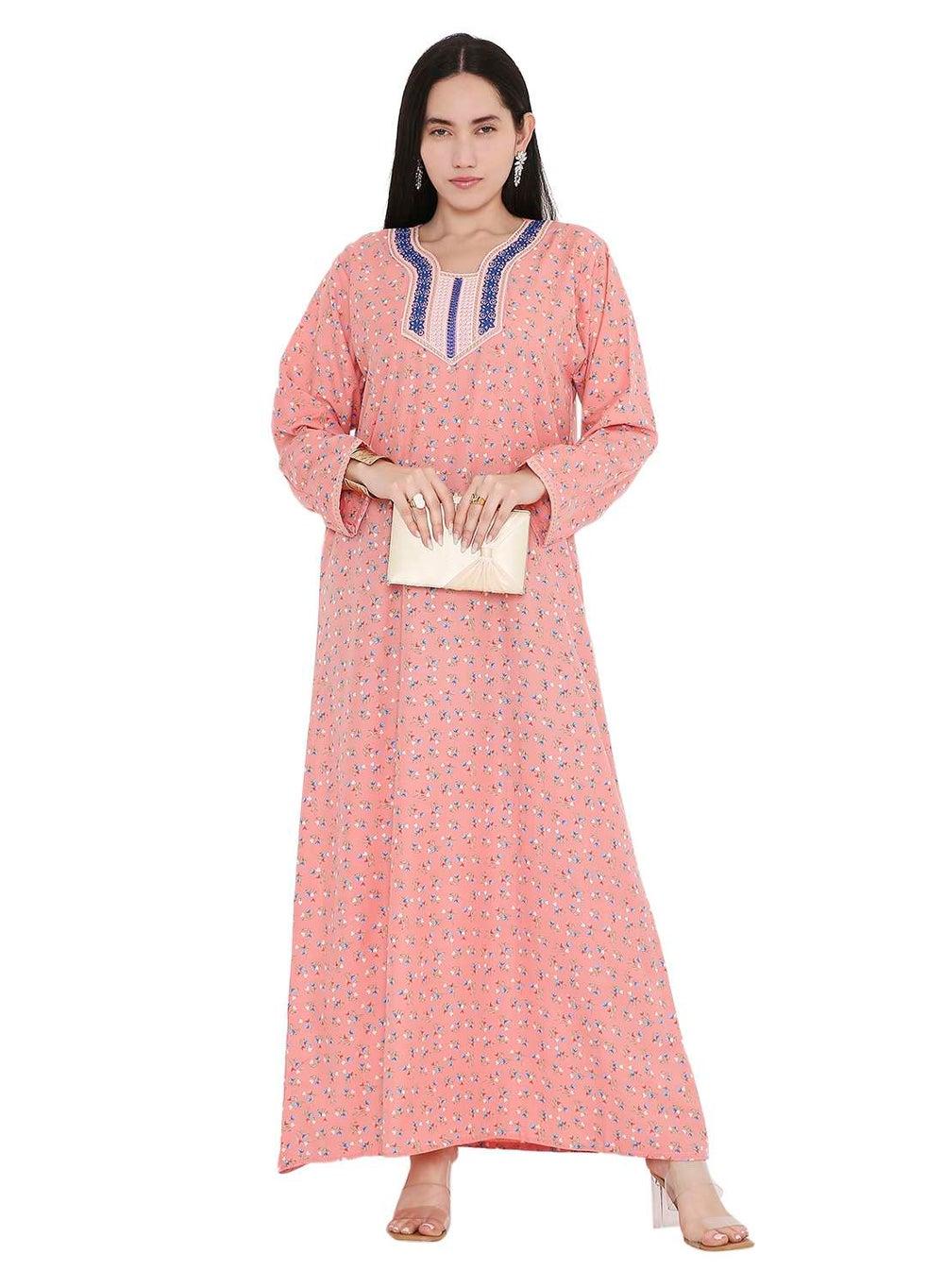 Casual Arabic Farasha Jalabiya with Flower Print - Image 1