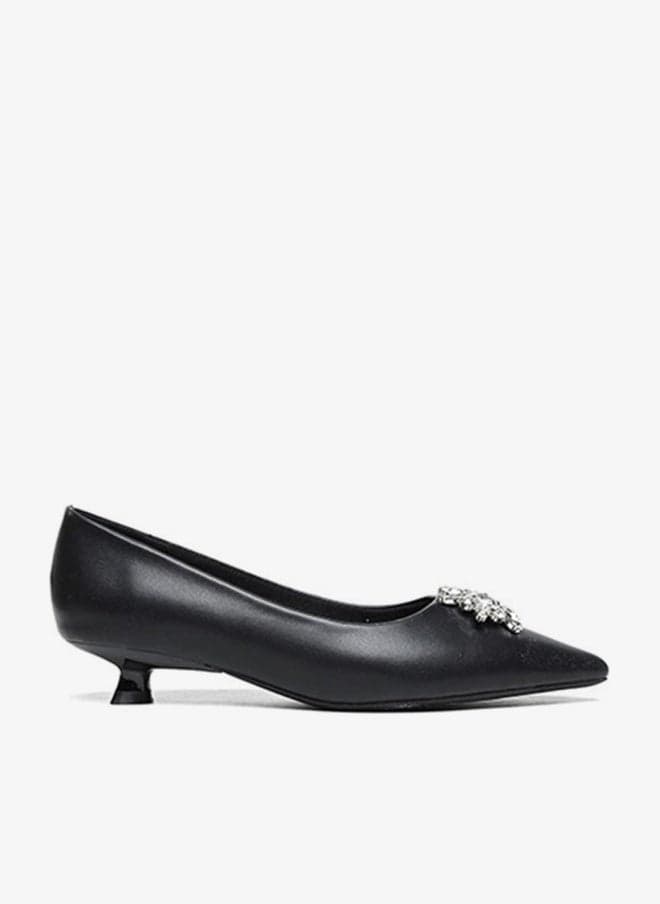 Rhinestone Embellished Low Heeled Pump - Image 1