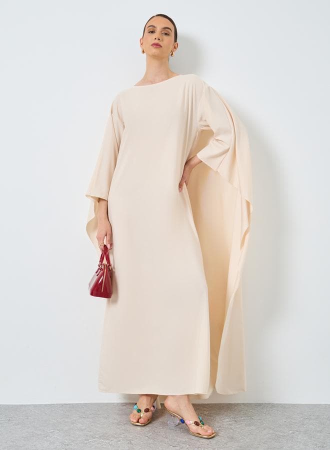 Solid Batwing Sleeve Maxi Kaftan - Image 1