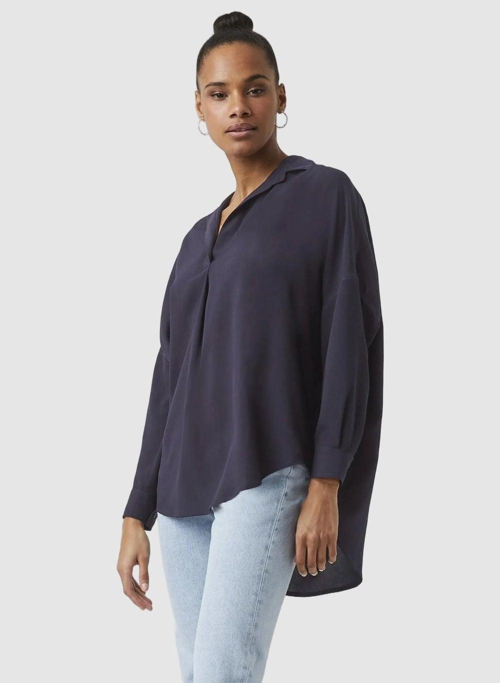 Rhodes Recycled Crepe Oversized Popover Shirt - Image 1