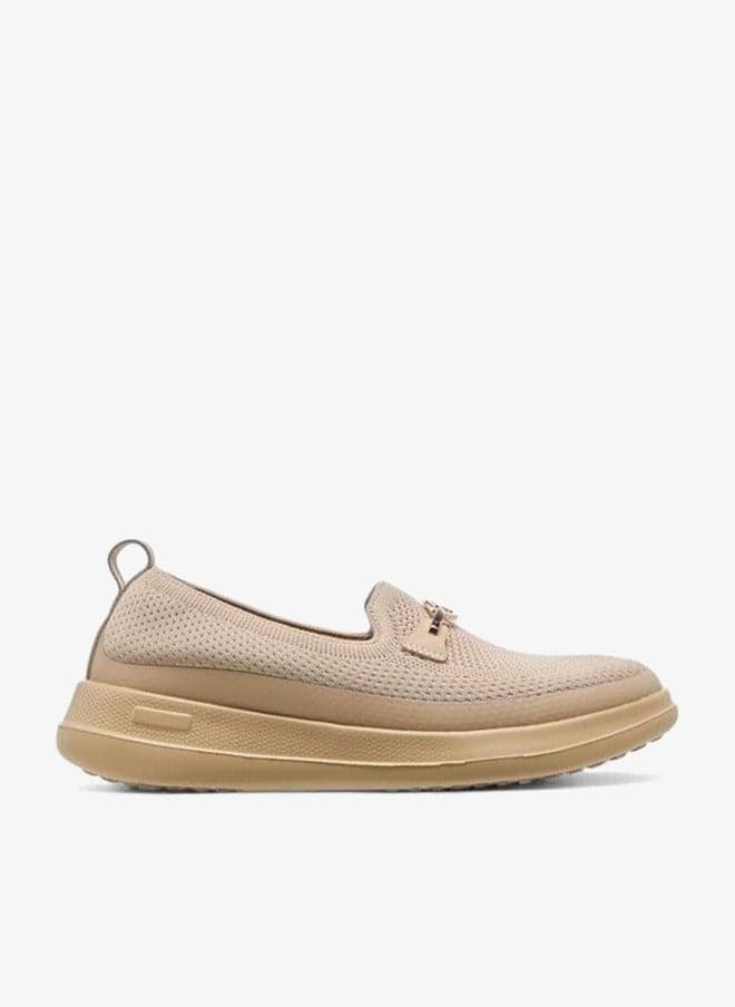 Women's Metal Accent Flyknit Slip-On Loafers with Pull Tabs - Image 1