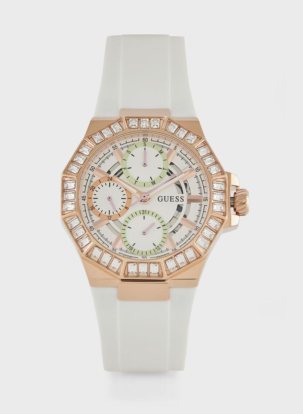Selene Pu Strap Analog Watch with Crystal Bezel - Image 1