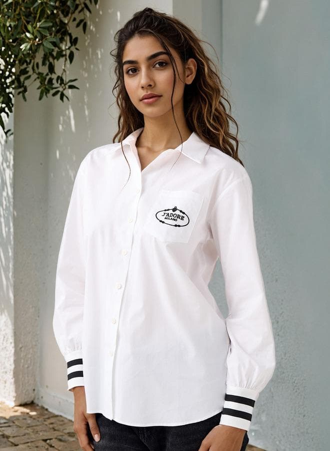2Xtremz Regular Fit Embroidered Oversized Collar Shirt - Image 1