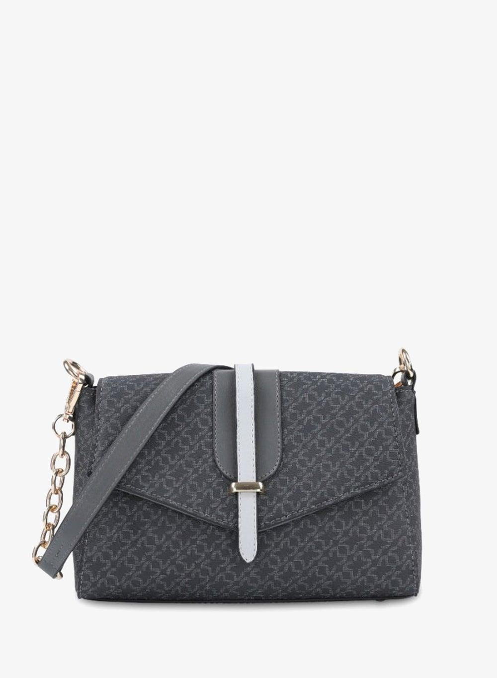 VIDA Classic Grey Monogram Crossbody Bag - Image 1