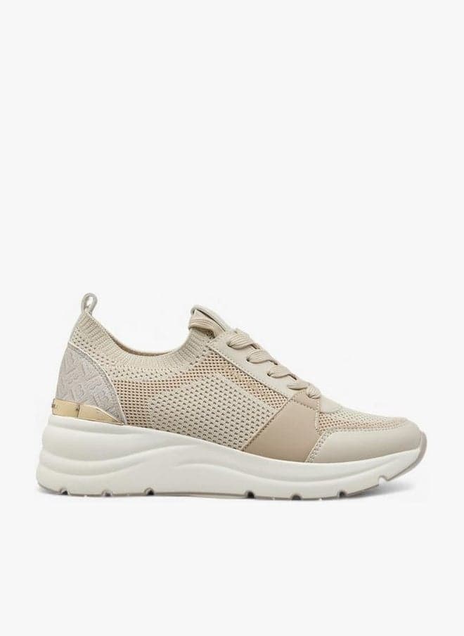 Panelled Lace-Up Low-Top Sneakers - Image 1