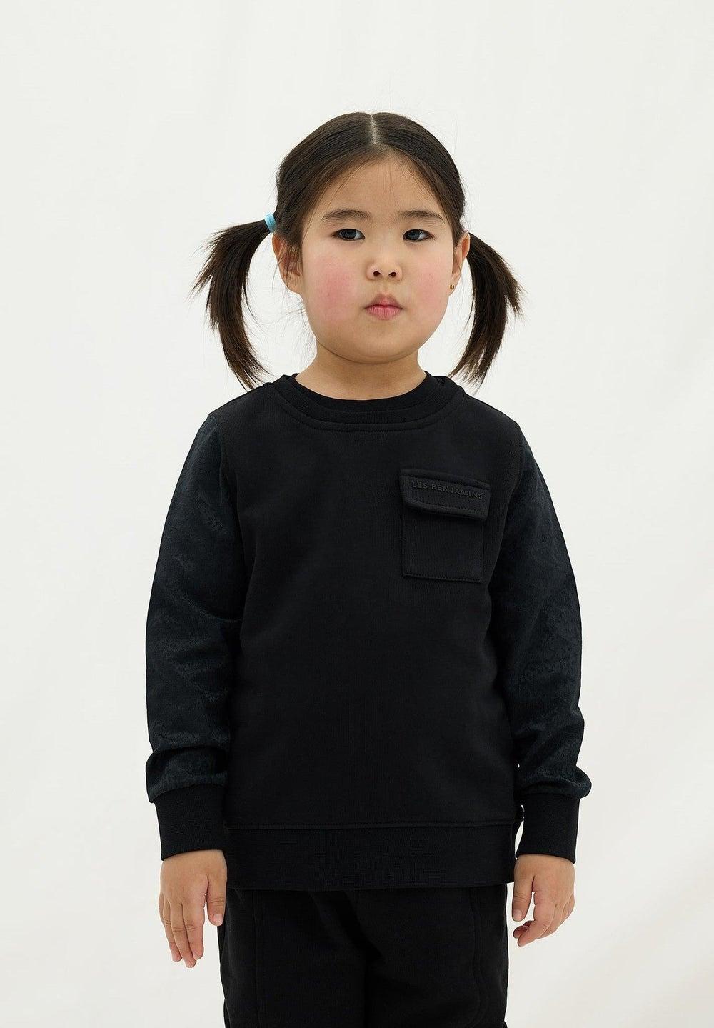 SWEATSHIRT 401 Black Cotton Crew Neck - Image 1