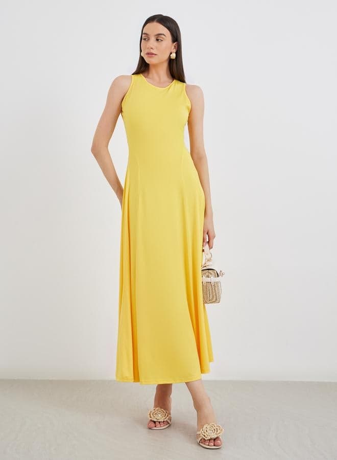 Take Two Solid Knitted Sleeveless A-Line Midi Dress - Image 1