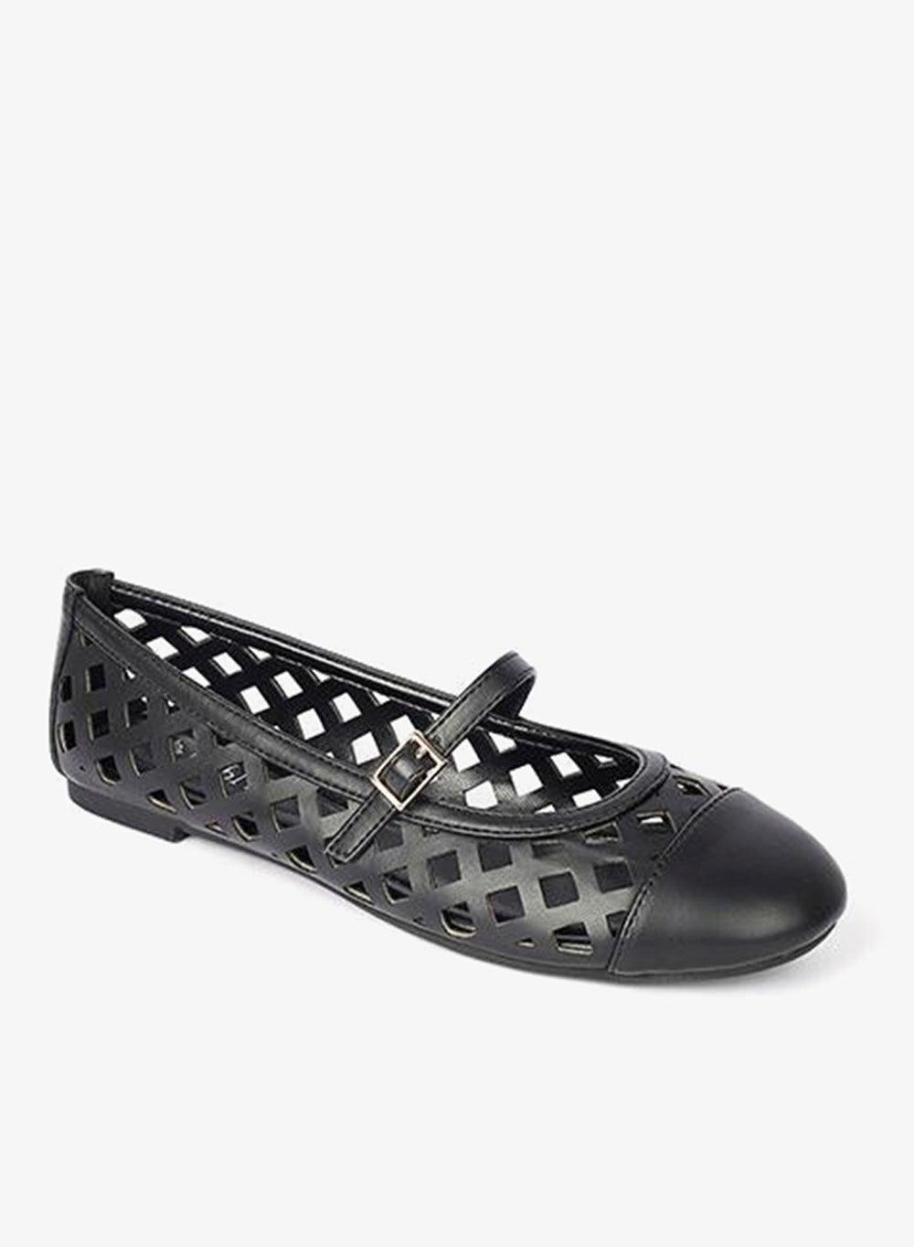 Ladies Slip-On Ballerina Caged Shoes - Image 1