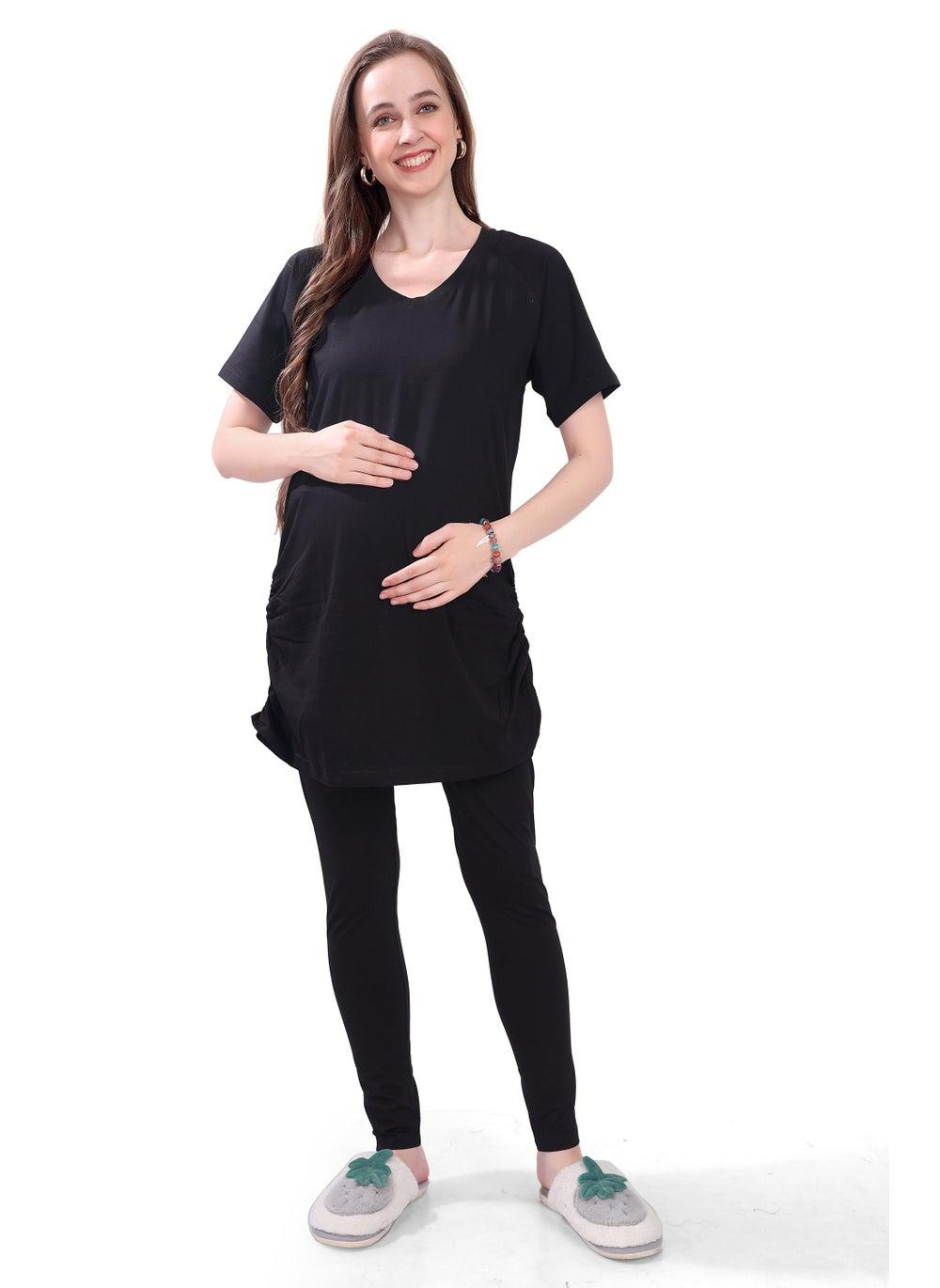 TUMMY 2PC Maternity T-Shirt and High Waist Legging Set - Image 1