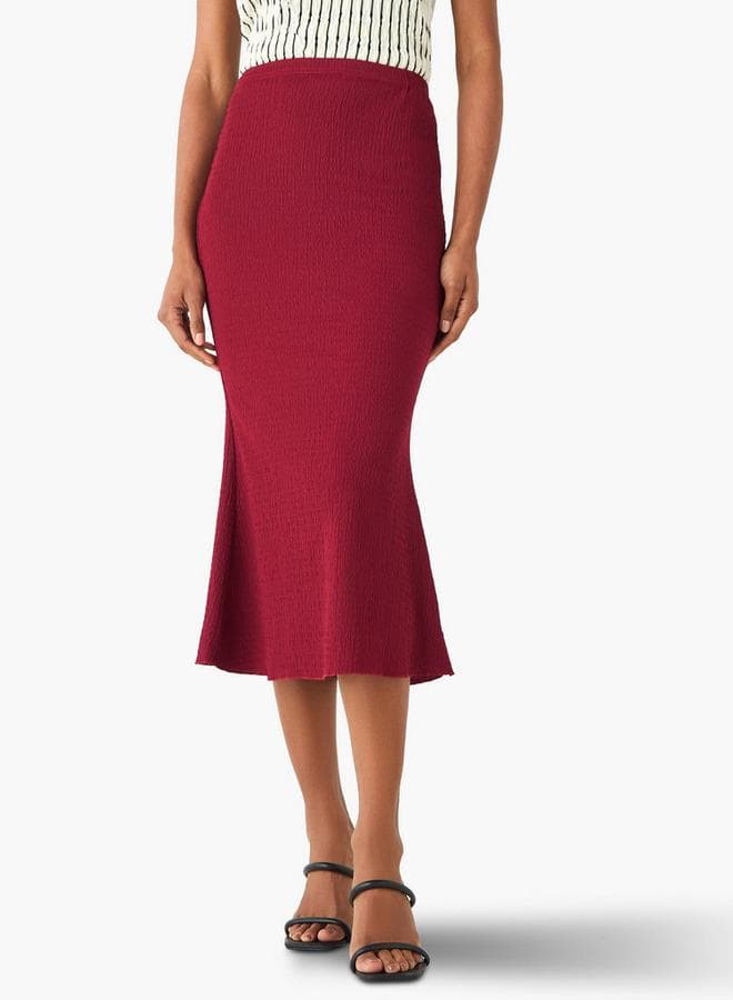 Textured Mermaid Cut Midi Skirt - Image 1