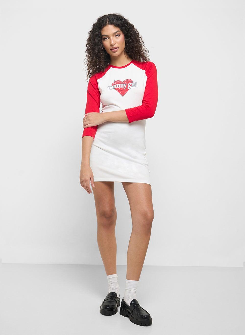 Tommy Girl Crew Neck Raglan Mini T-Shirt Dress - Image 1
