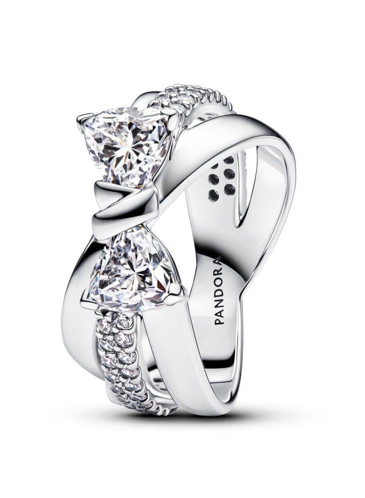 Sparkling Bow Crossover Sterling Silver Ring - Image 1