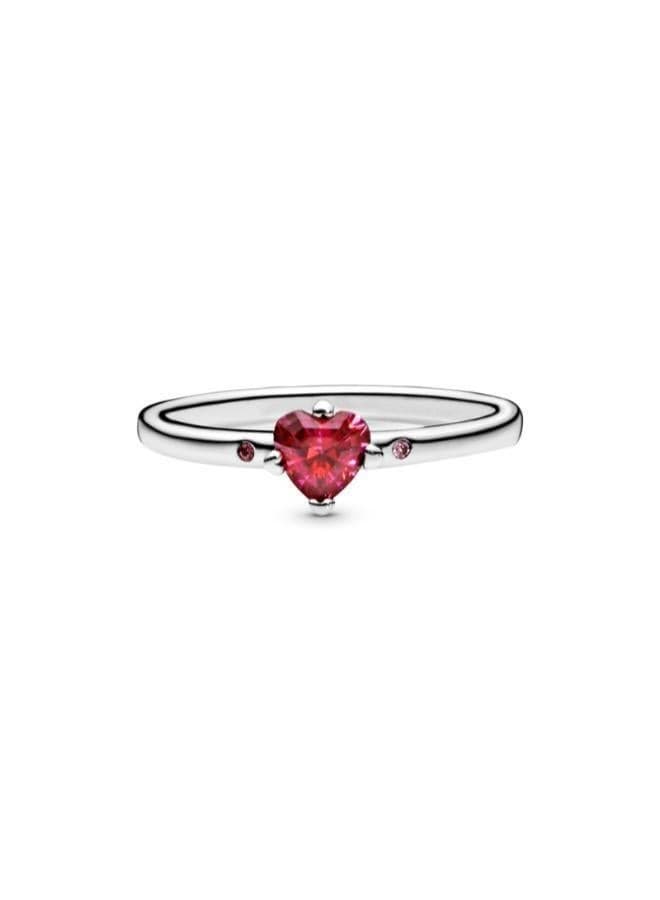 Sparkling Red Heart Sterling Silver Ring - Image 1