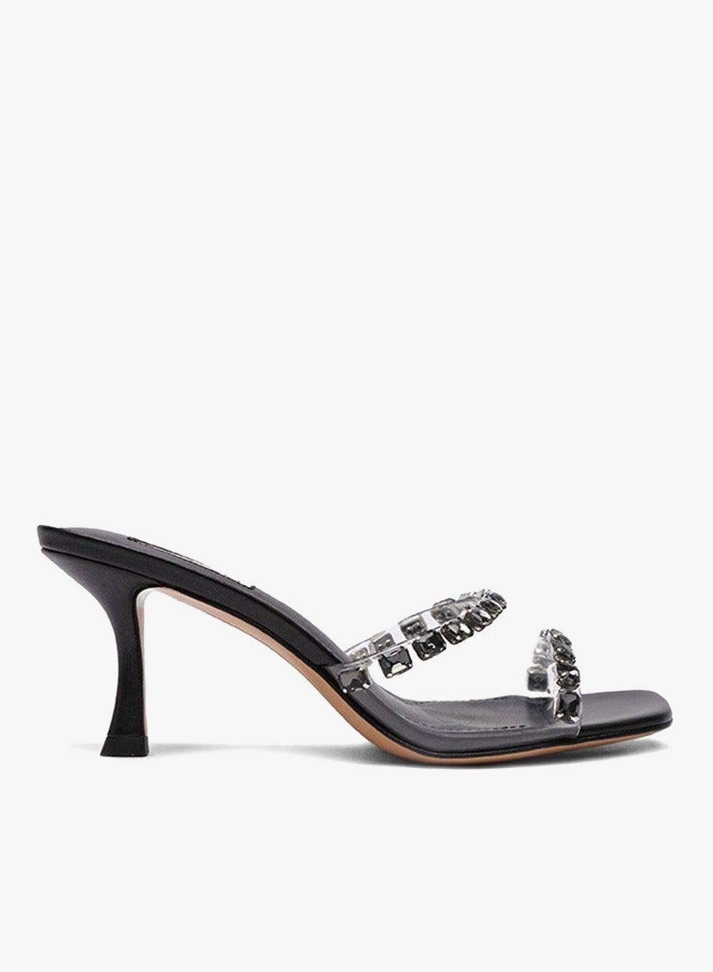 OLSEN Crystal-Embellished Square Toe Mule Heels - Image 1