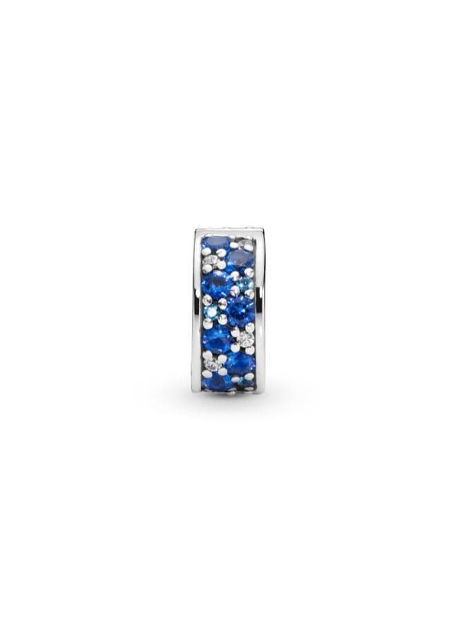Blue Pavé Clip Charm in Sterling Silver - Image 1