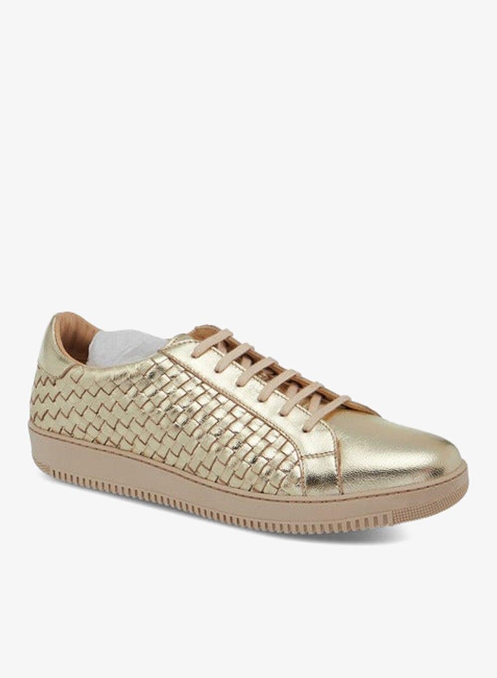 Women's Quilted Lace-Up Sneakers with Metallic Accents - Image 1