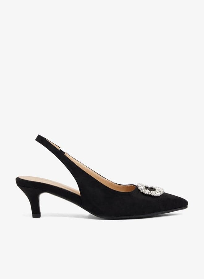 Crystal Buckle Low Heel Pumps - Image 1