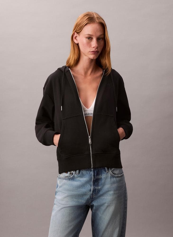 Calvin Klein Essentials Logo Zip Through Hoodie - Image 1