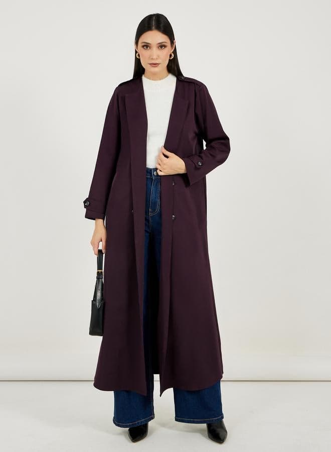 Coat Style Twill Abaya with Button Front - Image 1