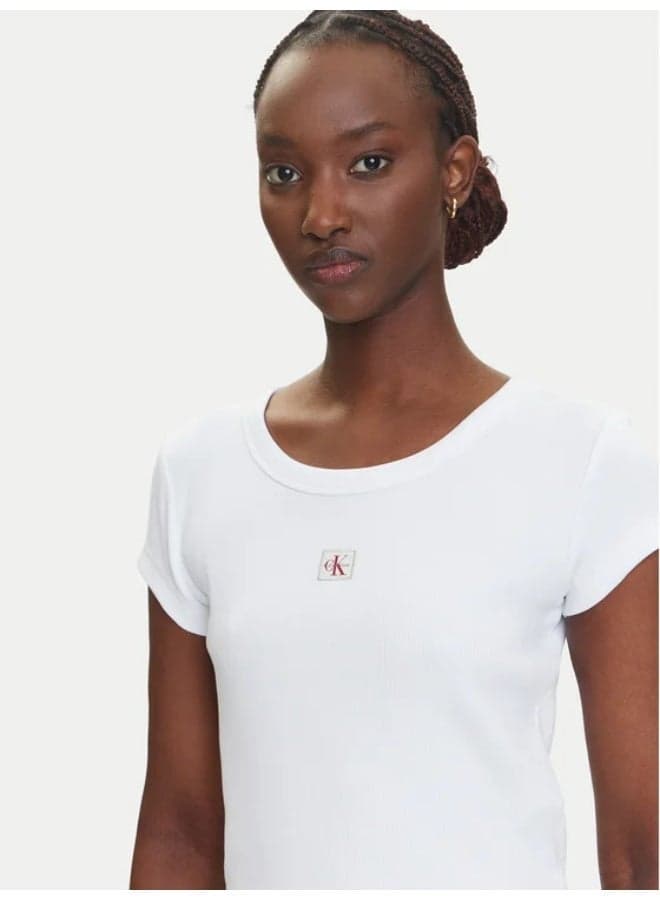 Calvin Klein Logo Crew Neck Cropped T-Shirt - Image 1