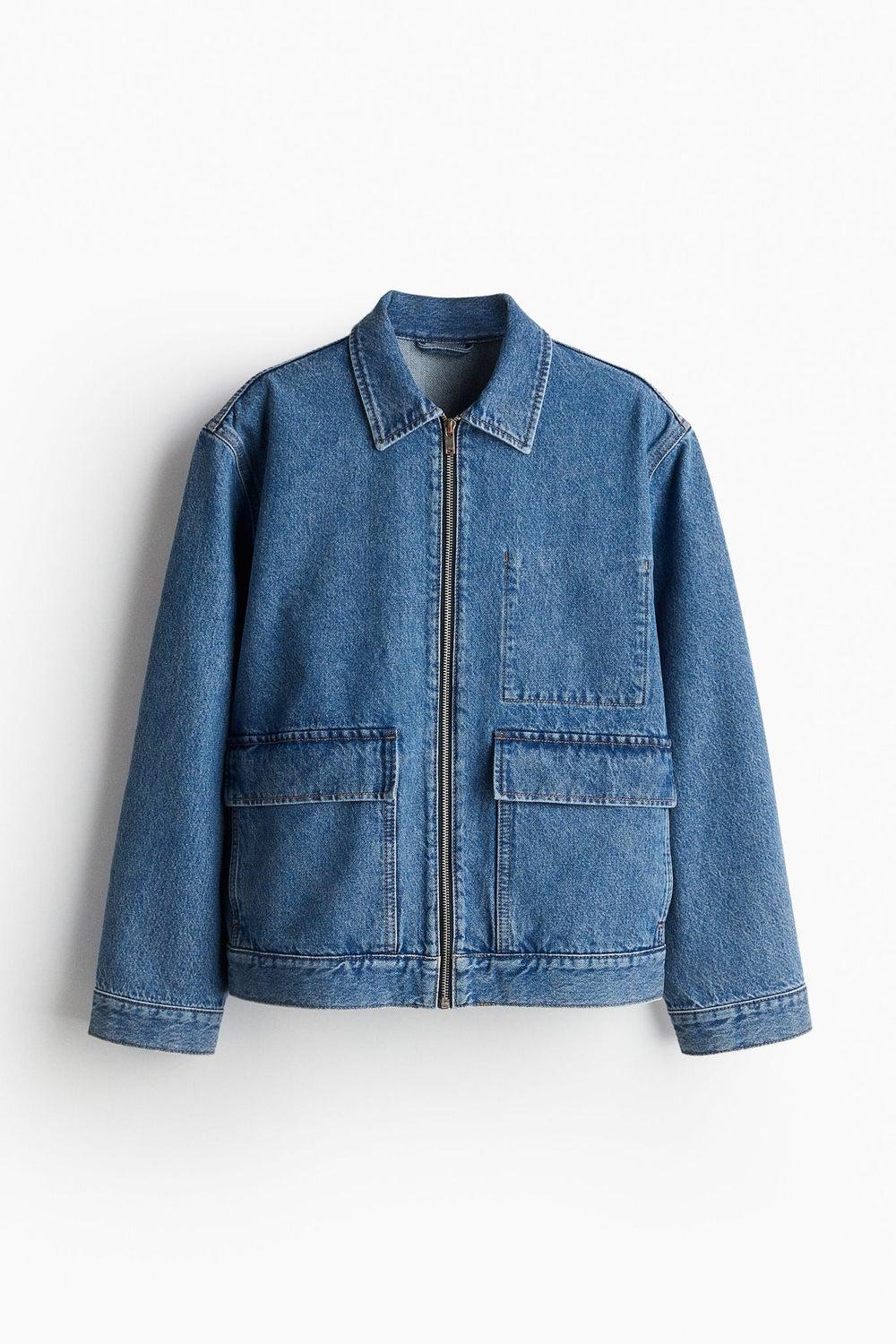 Women’s Rigid Cotton Denim Jacket with Zip Front - Image 1