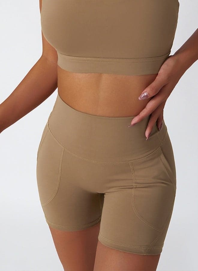 Women’s High Waist Contour Yoga Shorts with Pockets - Image 1