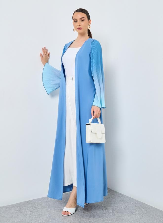 Dye Print Bell Sleeve Open Front Abaya - Image 1