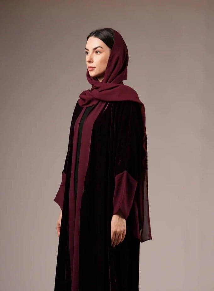 Maroon Lightweight Cotton Chiffon Shawl - Image 1
