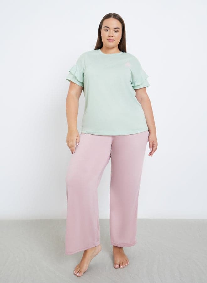 Styli Plus Coffee Graphic Long Pyjama Set - Image 1