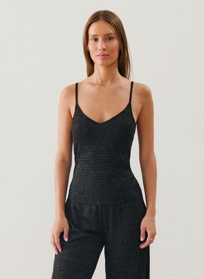 Ribbed Lurex Tank Top for Women - Image 1