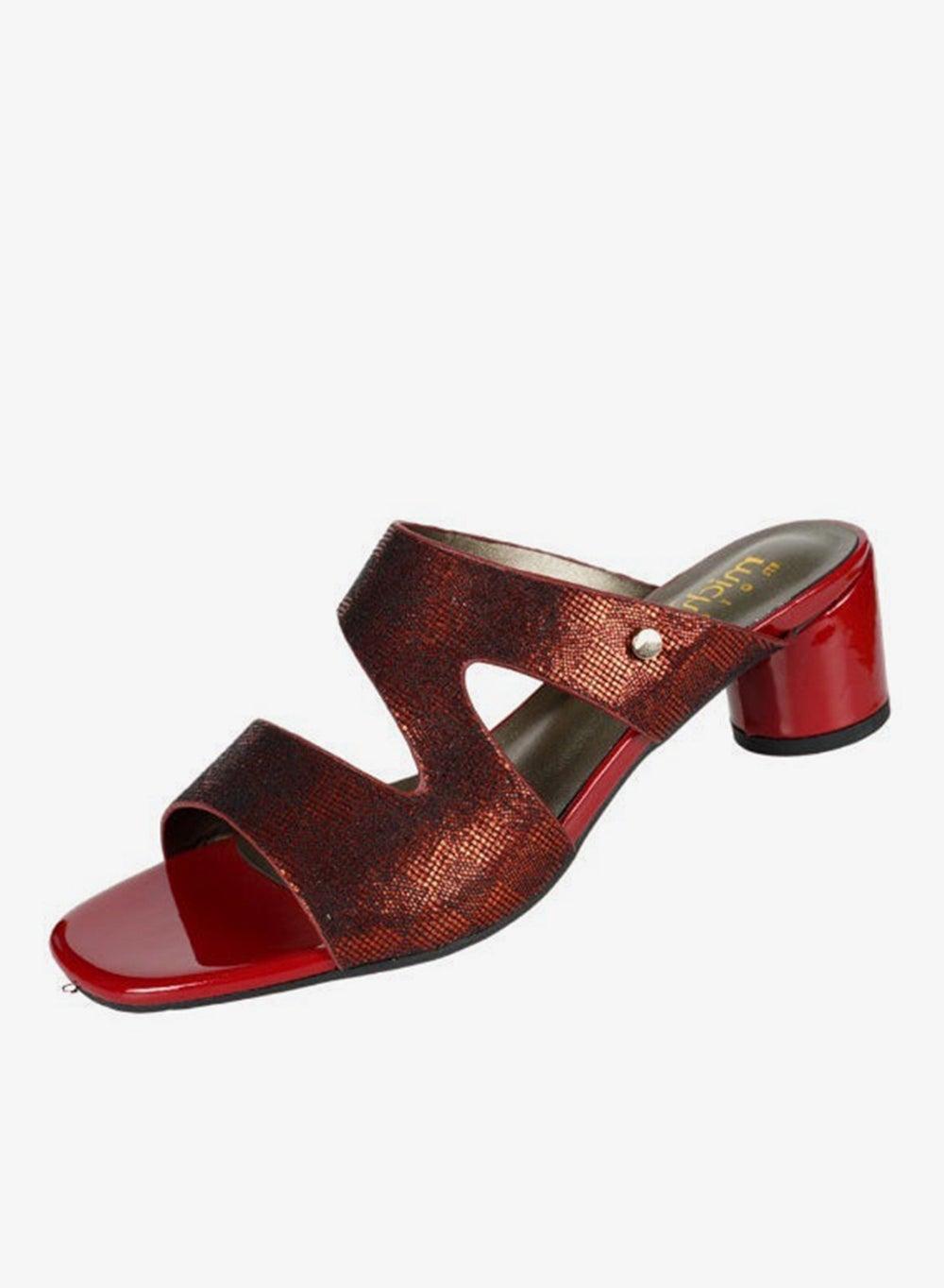 092-2650 Michelle Morgan Red Block Heel Mule Sandals - Image 1