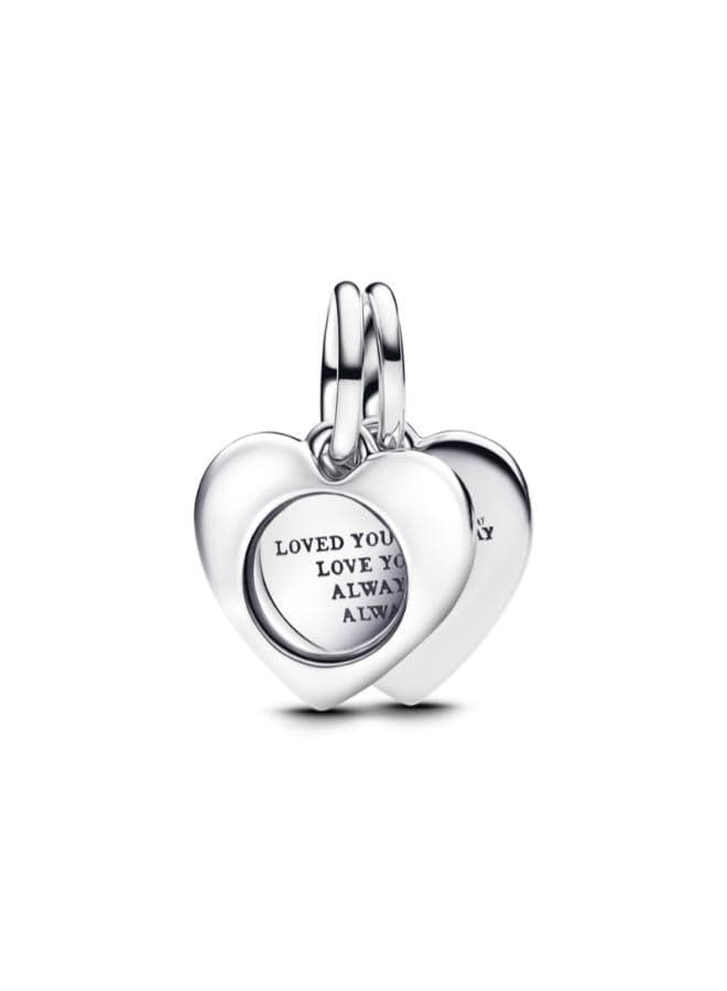 Engravable Heart Magnifying Glass Double Dangle Charm - Image 1