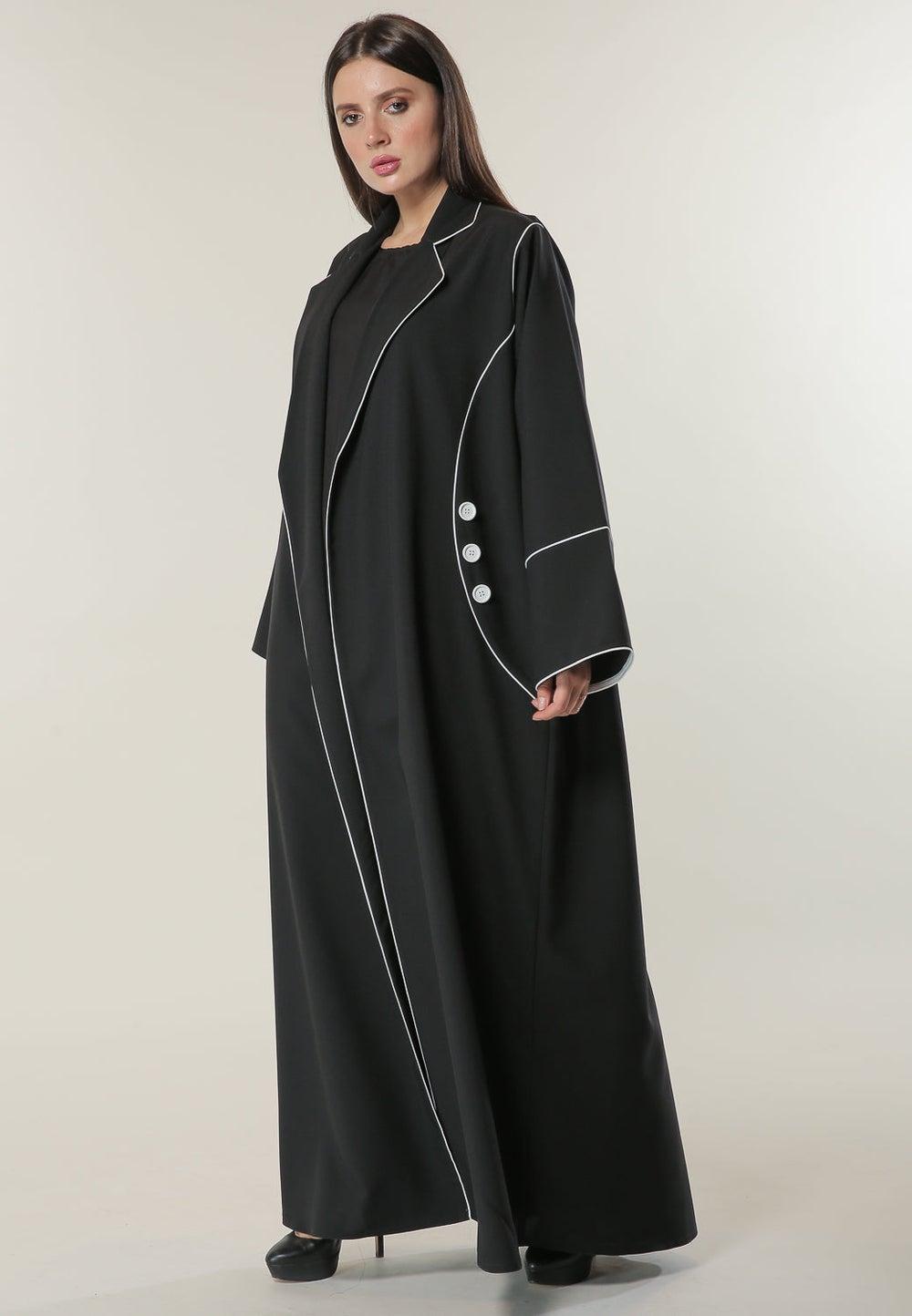 Piping & Buttons Detailing Abaya - Image 1