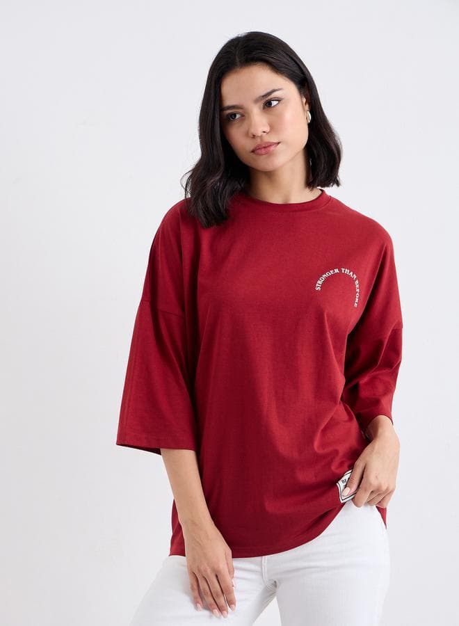 Styli Slogan Print Oversized T-Shirt - Image 1