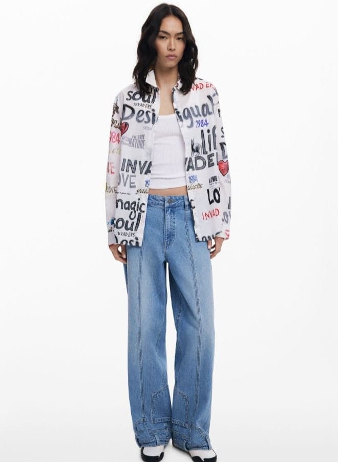 Cotton Shirt With Letters for Women - Image 1