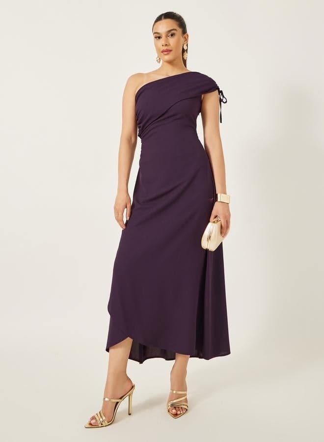 Styli Solid One Shoulder A-Line Maxi Dress - Image 1