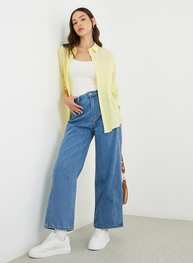 Mid Rise Wide Leg Jeans - Image 1