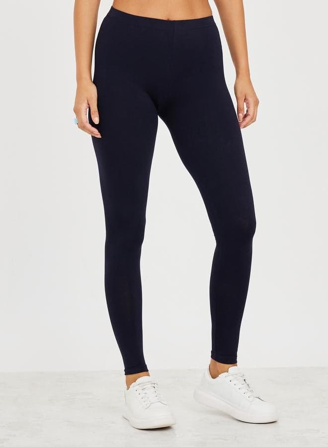 Elastic Waistband Basic Leggings for Everyday Wear - Image 1