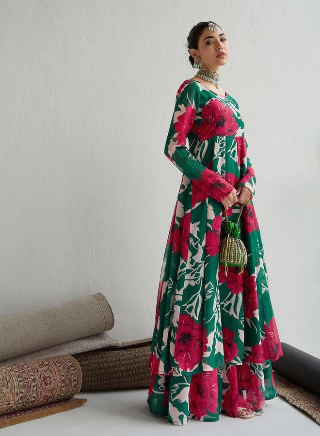 Floral Print Anarkali Maxi Kurta - Image 1