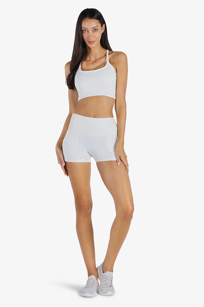 YesEco White Criss-Cross High-Support Padded Sports Bra - Image 1