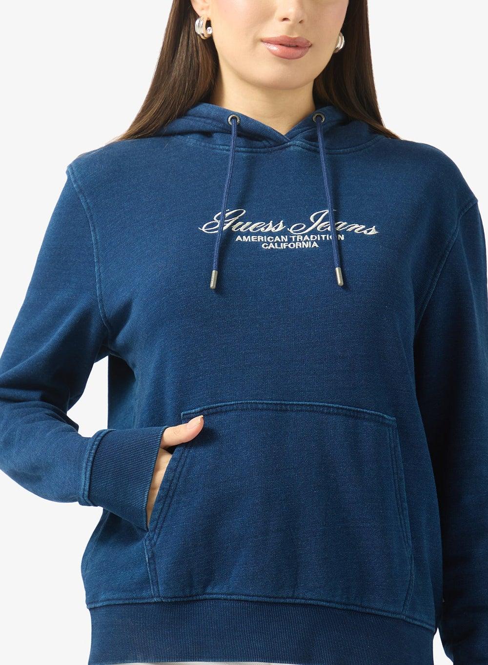 Logo Detail Drawstring Hooded Sweatshirt - Image 1