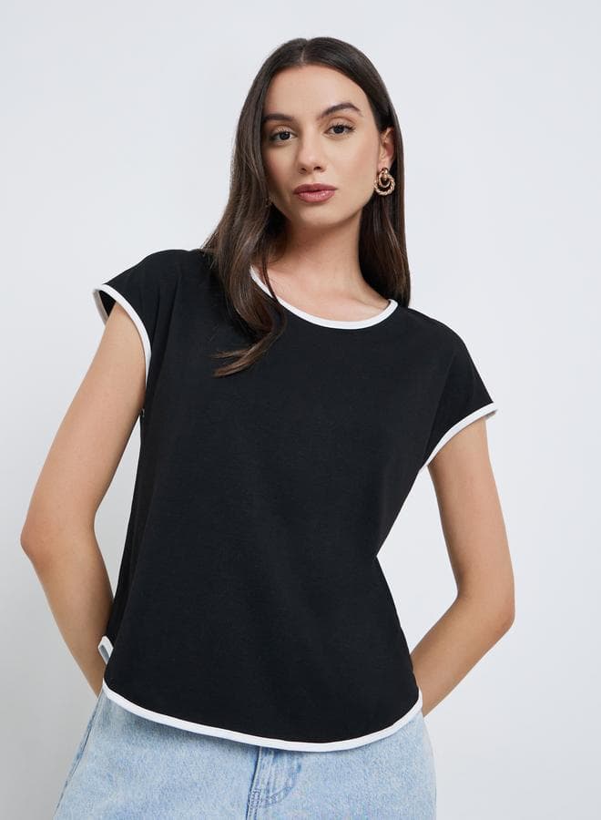 Take Two Black and White Trimmed T-Shirt Co-ord Set - Image 1