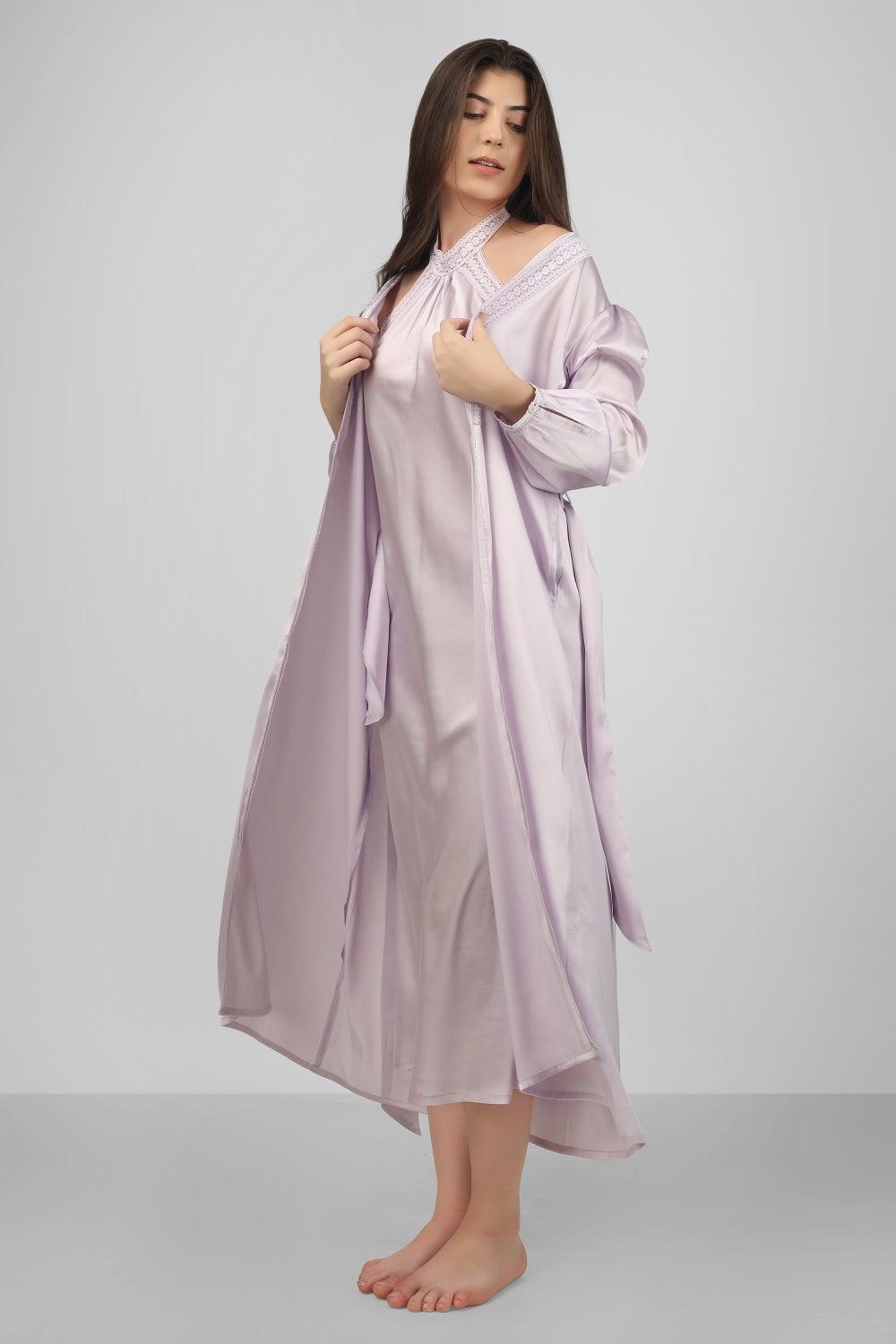 Amber Lilac Robe and Slip Dress Set - Image 1